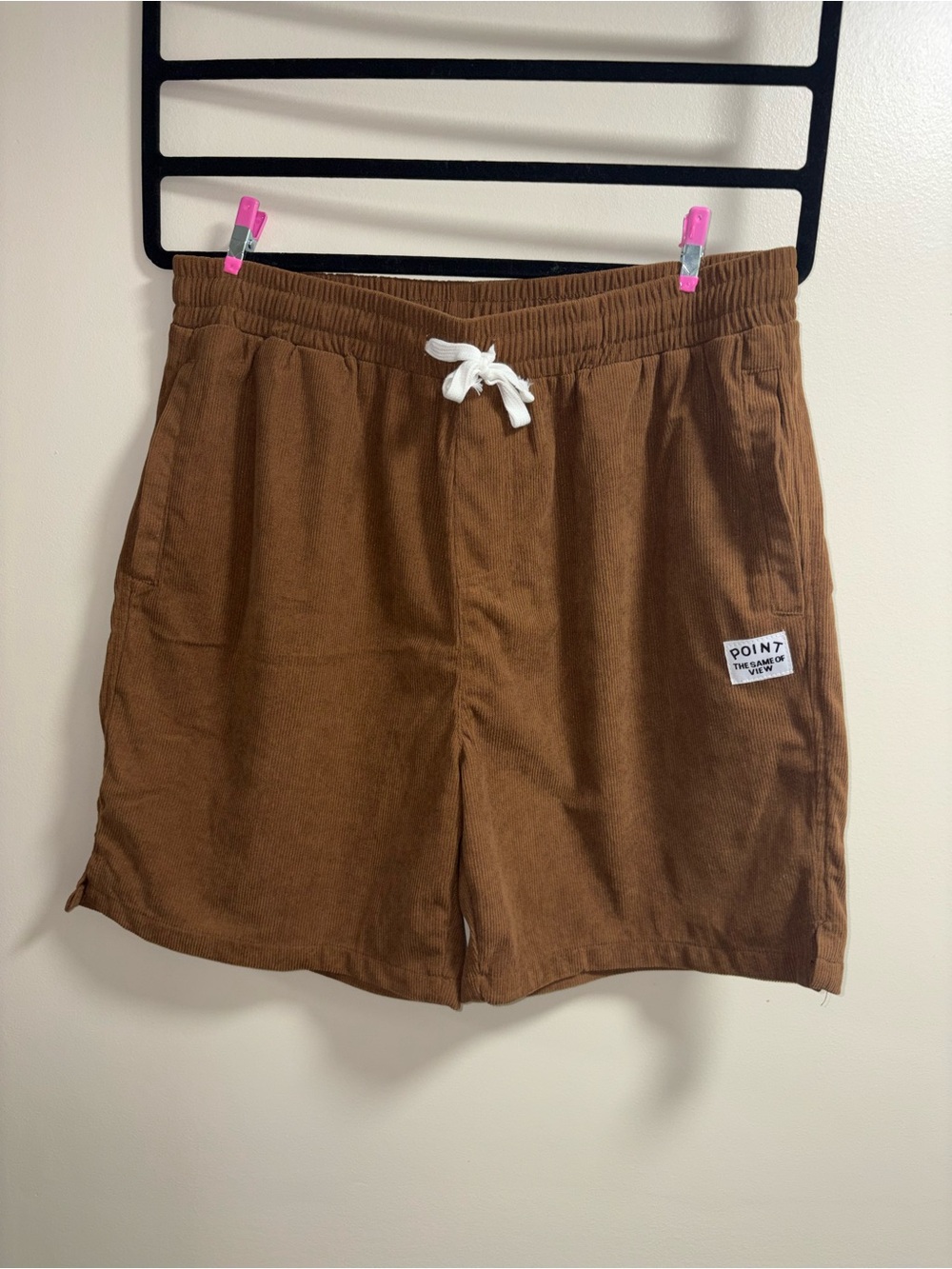 NWOT Brown Men's Hybrid Shorts with Drawstring Waist